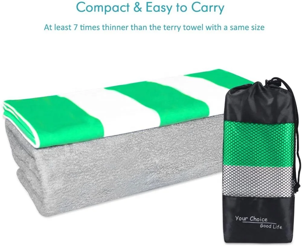 Extra large non stick striped travel sports pool microfiber beach towel swimming