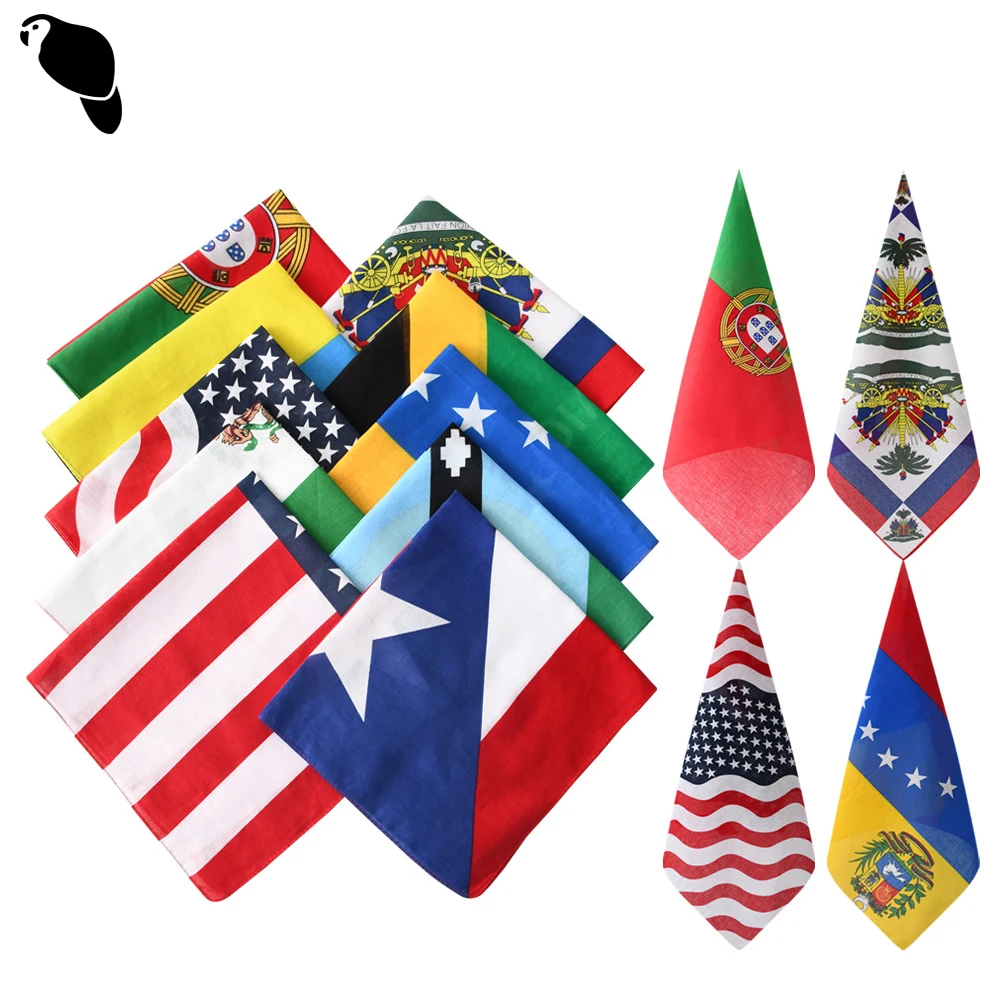 LEO 100% cotton Wholesale custom country flag bandana caribbean Haitian Jamaican Grenada flag bandanas