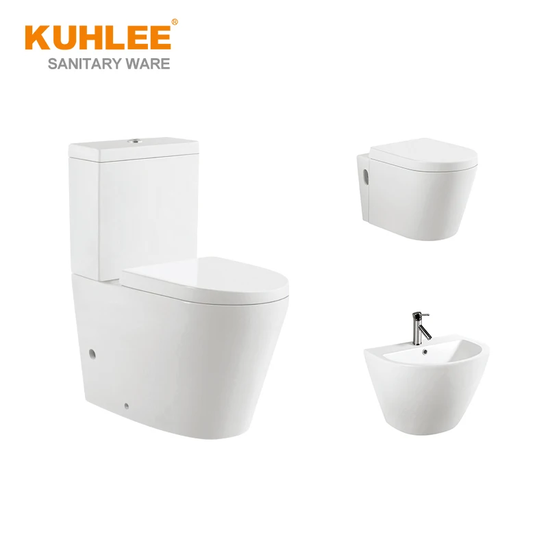 
European standards floor mounted dual flush sanitary ware P-trap two piece wc toilet suite 