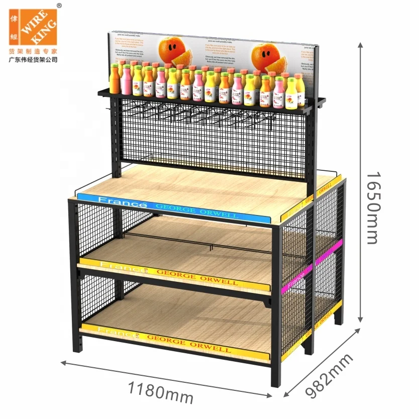 Store Retail Racks Display Custom With Shelf Supermarket Shelves Display Beverage Display Rack