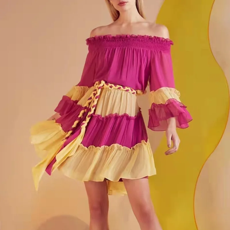 Boheme Plus Size Off Shoulder Rainbow Party Dinner Dress Short Formal Party Dresses For Women Beautiful