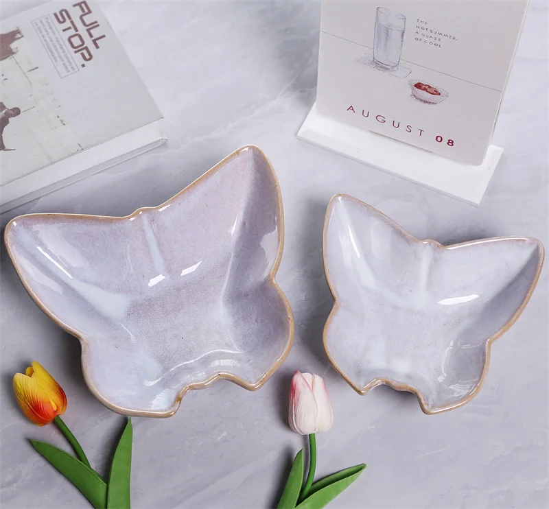 Lotus Leaf Shape Snack Seasoning Dish Sushi Sauce Flower-shaped Plate Ceramic Tableware