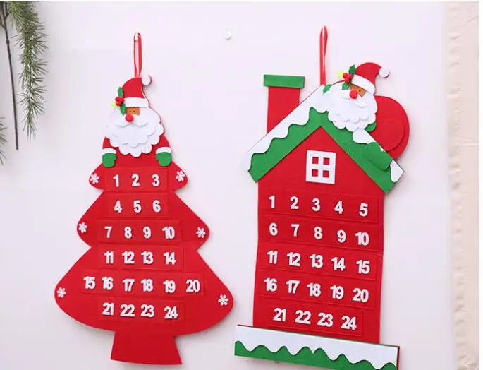 Newest DIY Countdown Decorations Christmas Tree Ornaments Felt Advent Calendar