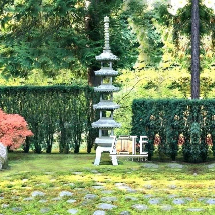 Outdoor large stone tower sculpture marble pagoda garden statue