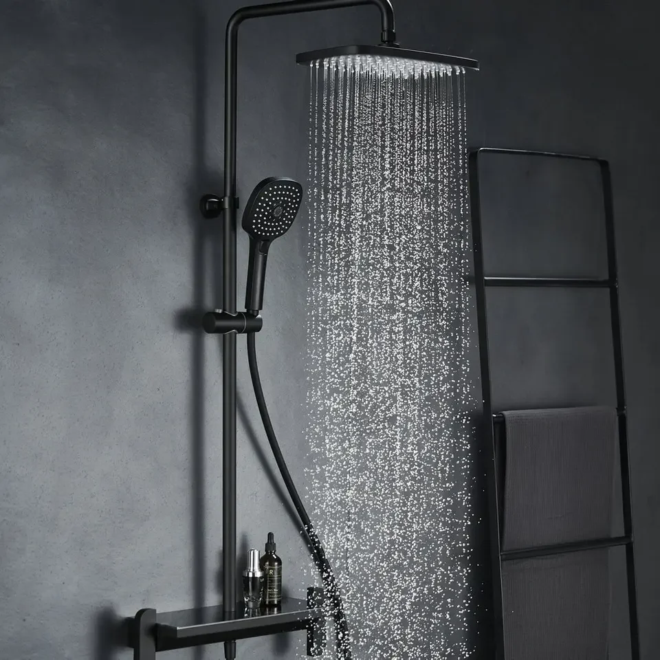 59 Full Brass Wall Mounted Bath Shower Black Color Bathroom Shower set