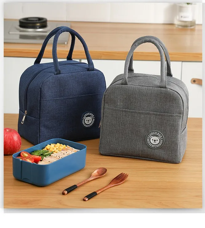 Custom Picnic Bag Thermal Insulated Lunch Box Tote Cooler Handbag Waterproof Bento Pouch School Food Storage Bags