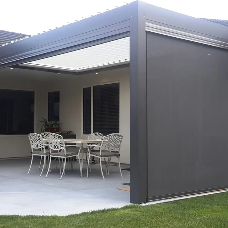 Modern horizontal windproof outdoor window roller blinds zip track blinds waterproof retractable patio screen outdoor blinds