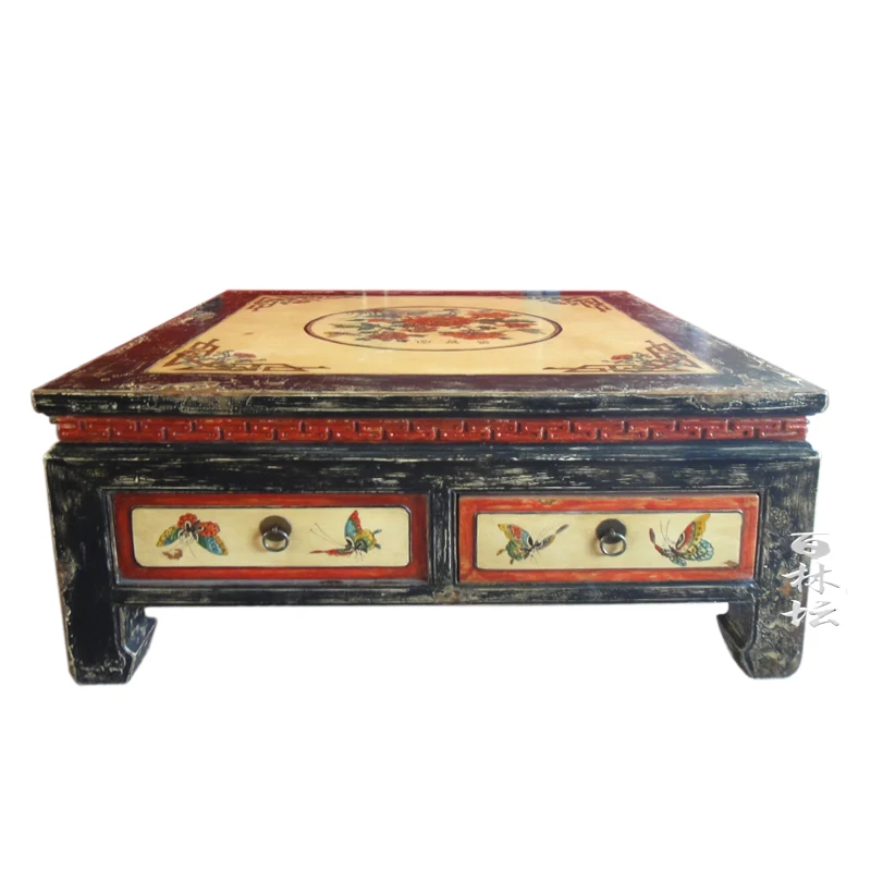 OEM promotion european luxury coffee table solid wood painting coffee table set for living room