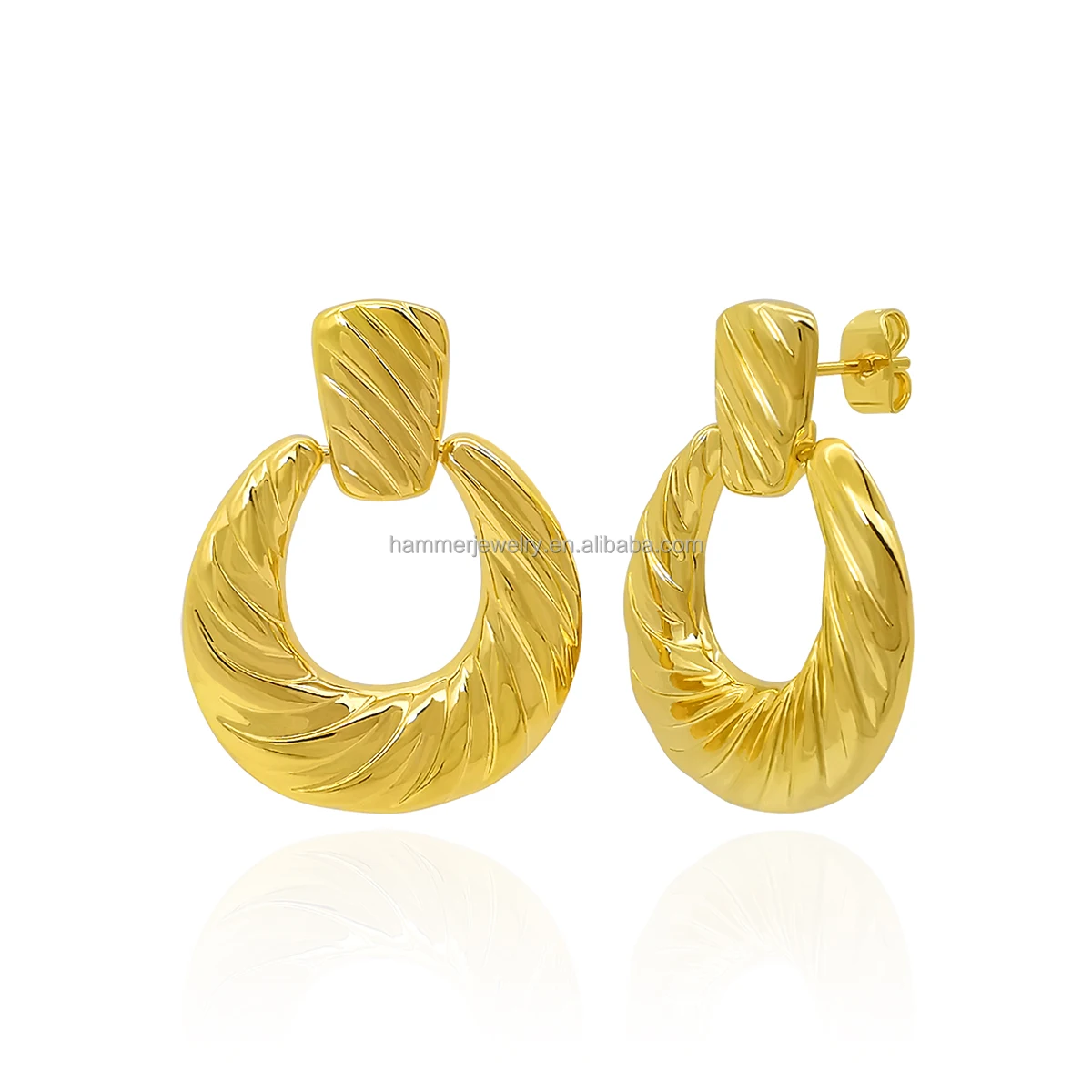 Wholesale Brass 18k Gold Plated  earring with Twill oval earrings