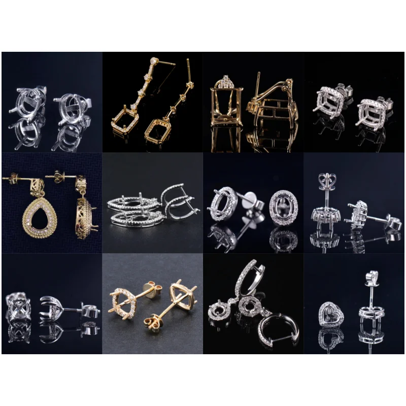 Wholesale 10k 14k 18k Solid Gold Sterling Silver With Lab Diamond Moissanite Pendant Necklace Setting Semi Mount Mounted Jewelry