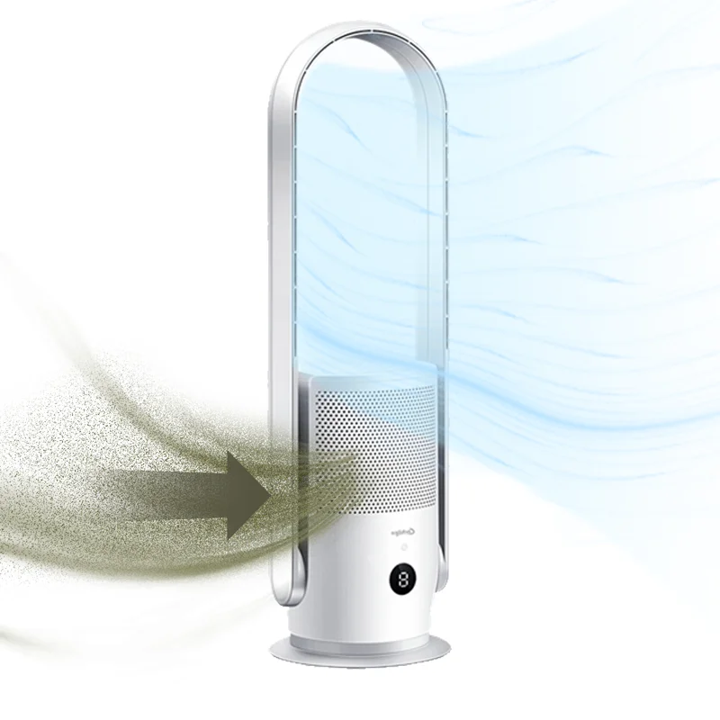Factory Wholesale ABS Air Purifier Bladeless Fan 9 Speed Timer Tuya Control Household Tower Fan