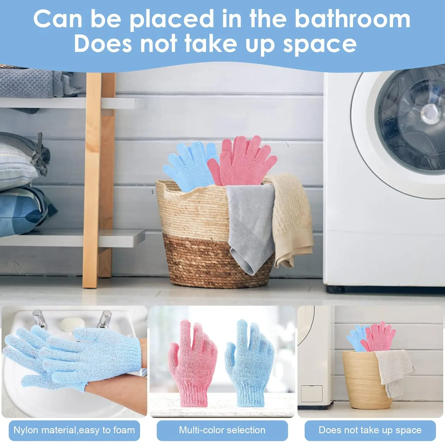 Five Fingers Mitt Dead Skin Remover Body Exfoliator Gloves Body Scrubber Shower Silk Exfoliating Bath Glove Custom Logo Nylon