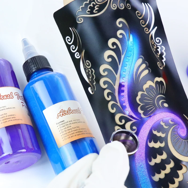 Washable pigments airbrush tattoo ink dynamic liquid black UV color face body paint tattoo ink
