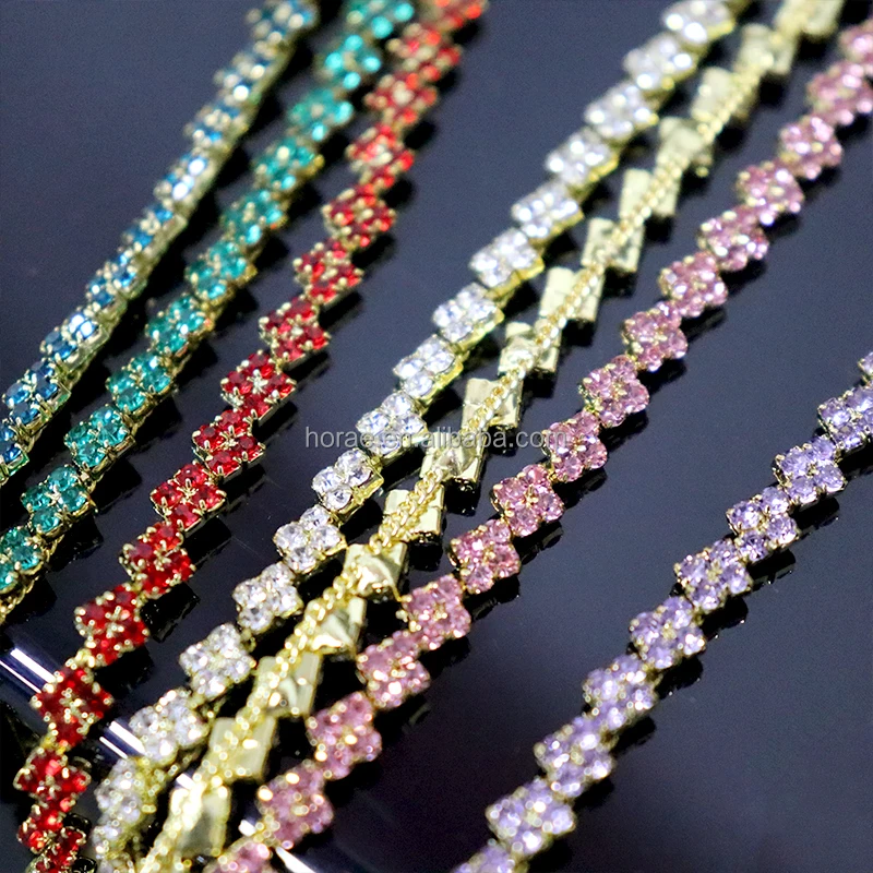 F175 Factory custom multi color rhinestone chain clothing sandals accessories decoration