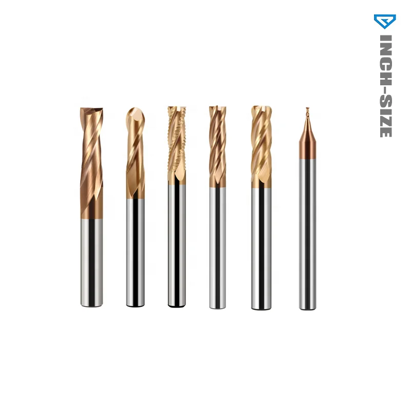 HARDVIK Tungsten Carbide Steel 4 flute Flat Ball end mill cutter cnc end mill Carbide End Mill with Tin Coating for steel