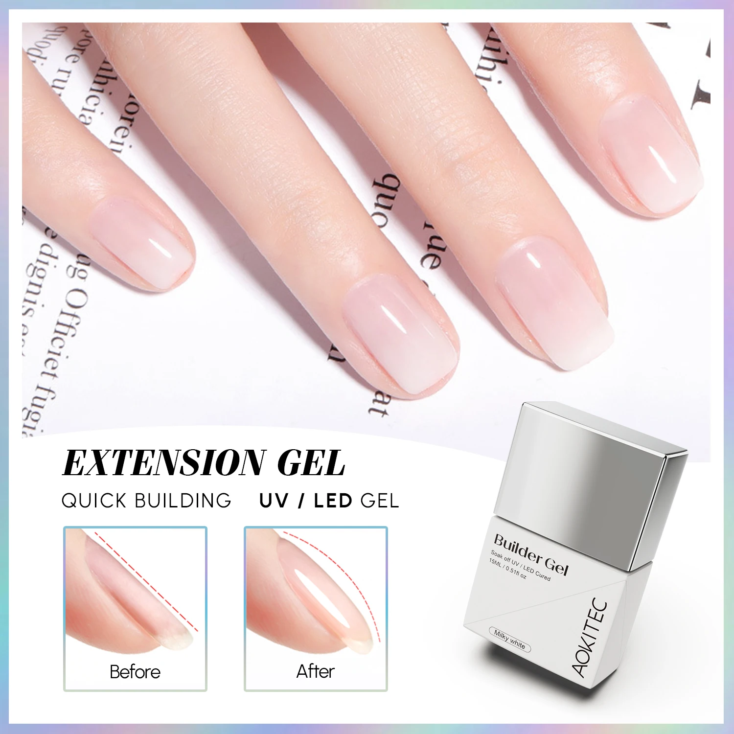 Aokitec 15 мл индивидуальную маркировку гель замочить от УФ/LED вылечить buildering наращивание ногтей УФ-гель-лака акрилового геля 3 цвета желе Polis