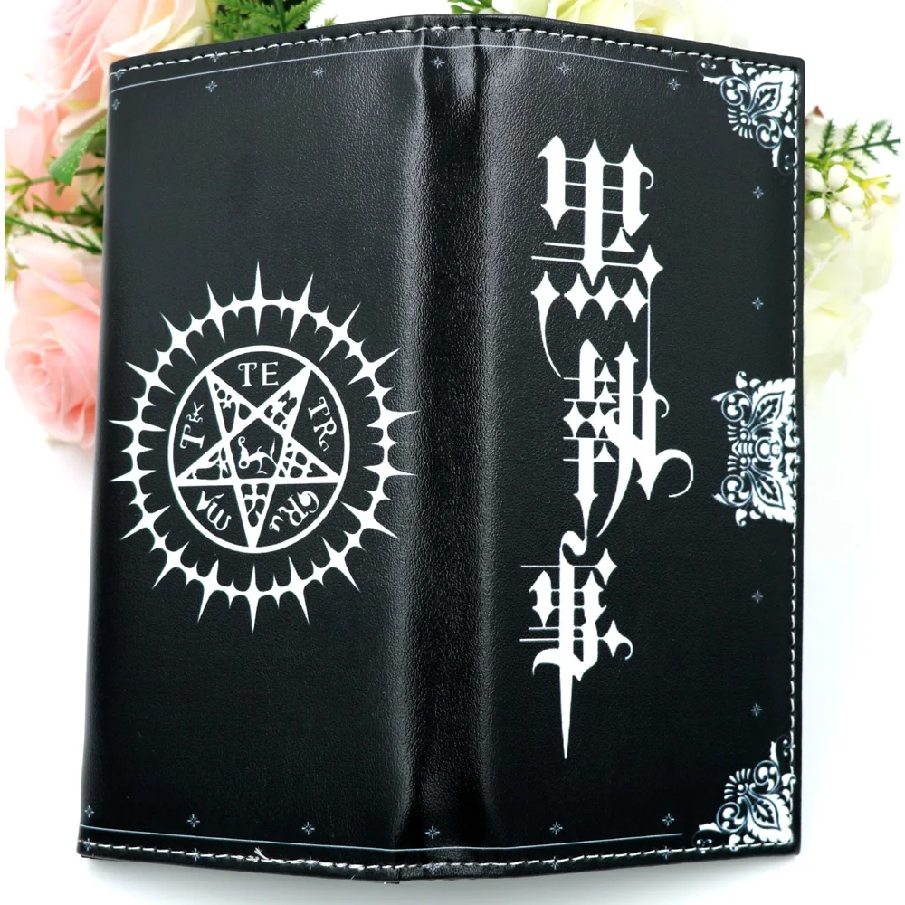 Black Butler Anime Black Synthetic Leather Wallet Ciel Phantomhive Card Holder Purse