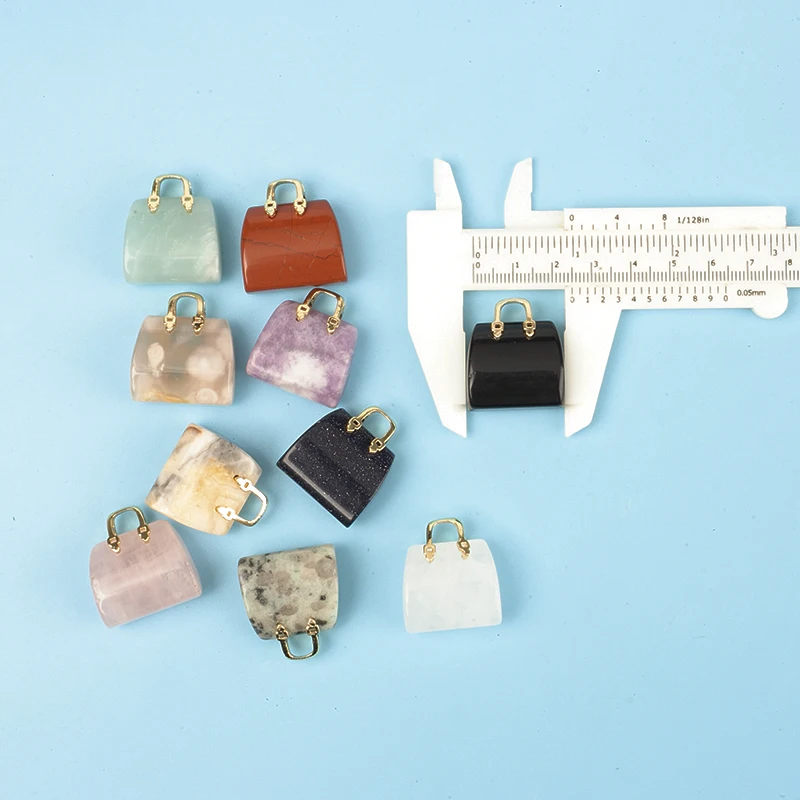 Wholesale natural multi-material crystal mini bags Jade semi-precious stone handbag decoration diy handcraft