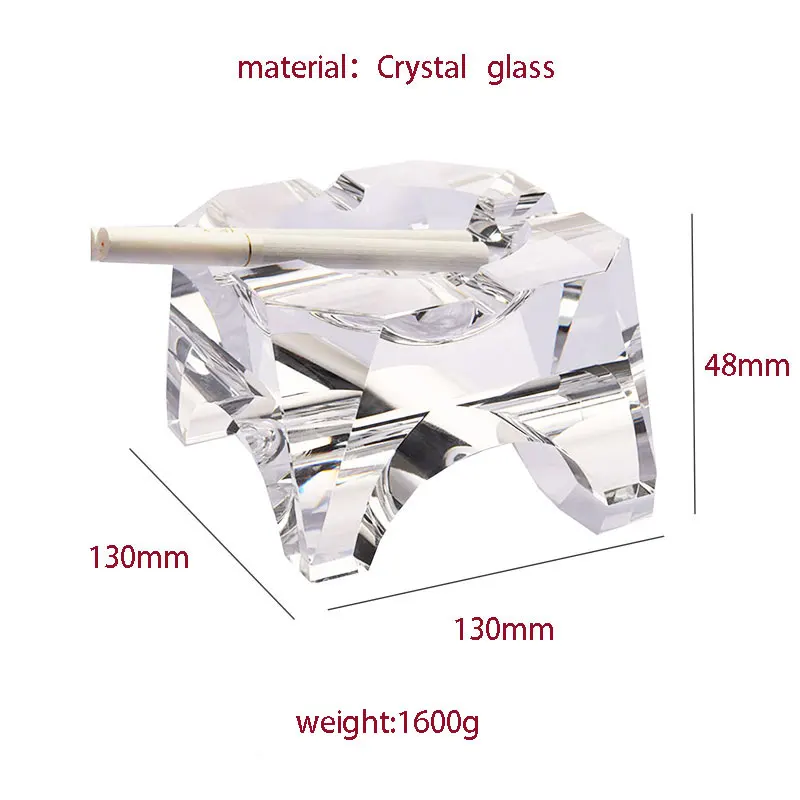 Custom crystal glass ashtray transparent color ashtray arts and crafts gifts    High-end custom crystal glass ashtray crafts