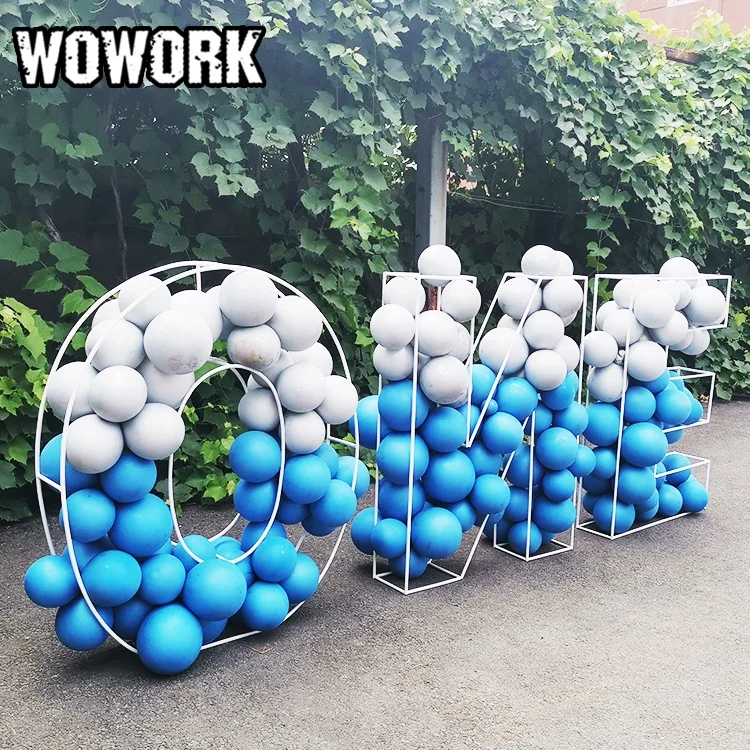 2021 WOWORK fushun waterproof wedding props event decoration baby shower custom Metal frame letter of balloons