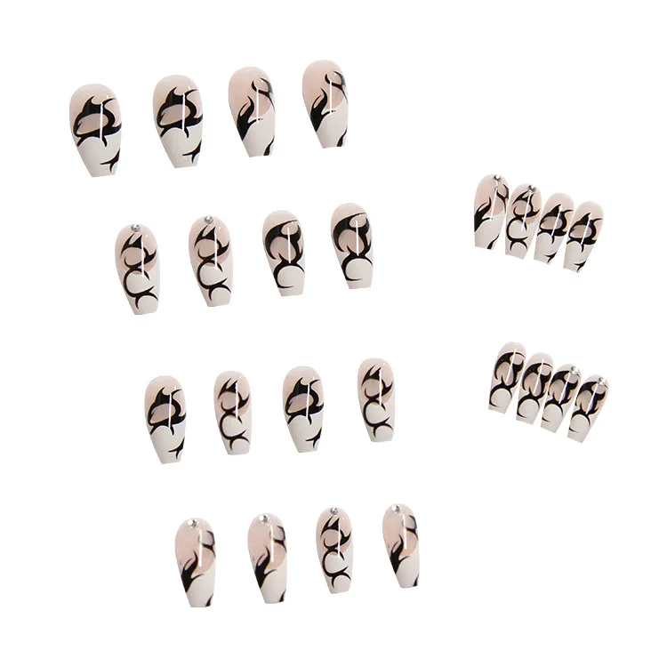 Custom Private Label 24 PCS Acrylic Nails press on Long French Coffin Press On Nails Wholesale Artificial Fingernails