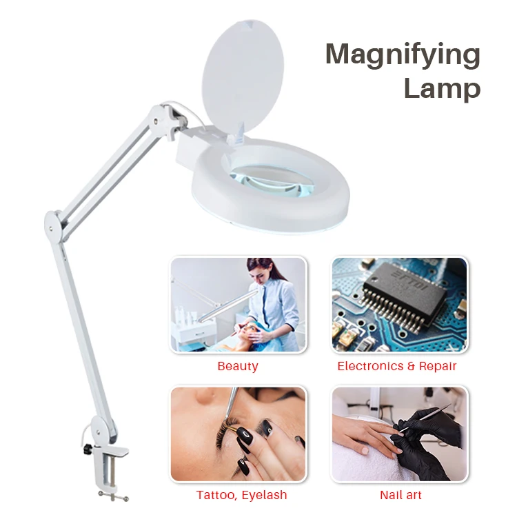 Facial eyelash extension magnifying lamp beauty salon magnifying glass with light with floor stand magnifying lamp