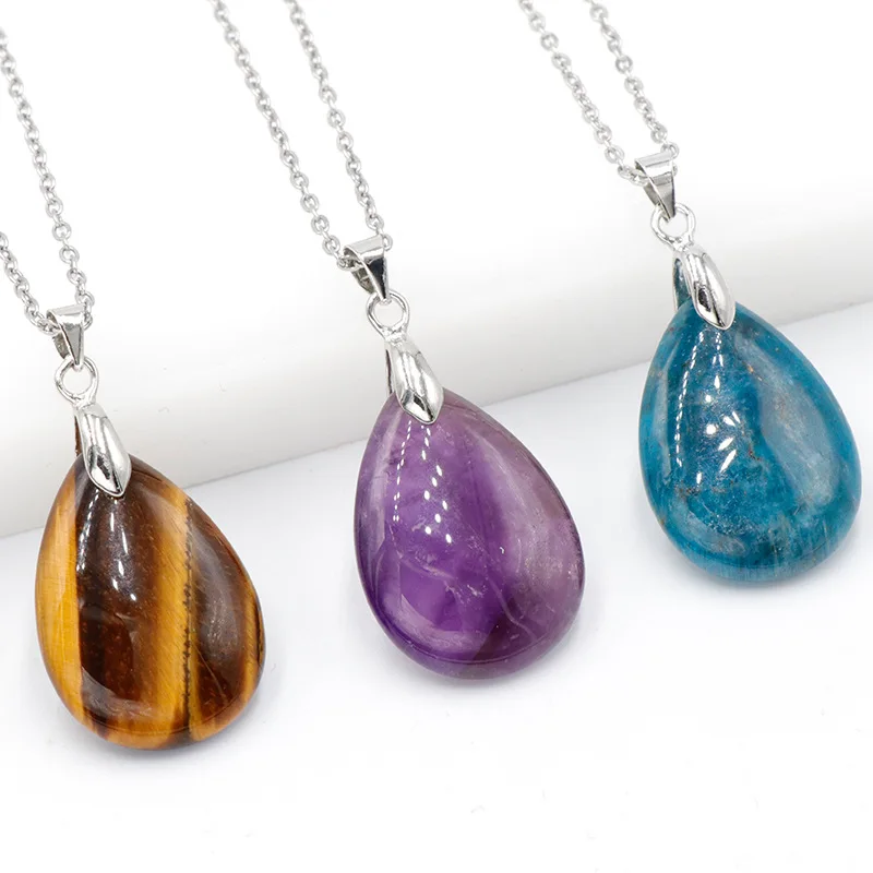 Wholesale Natural Tiger Eye Crystal Pendant Jewelry Natural Amethyst Healing Crystals Drop Pendant Gifts