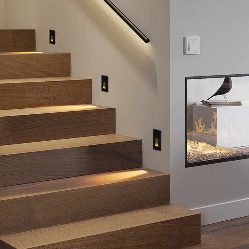 1W 2W Square Step Wall Light House Home Stairs Wall Light AC220V Automatic Led Motion Sensor Stair Light For Corridor