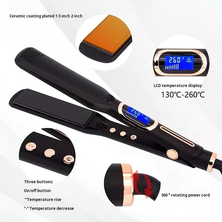 plancha de cabello professional straight hair flat iron ion wide plate 480F ceramic coated MCH straightener