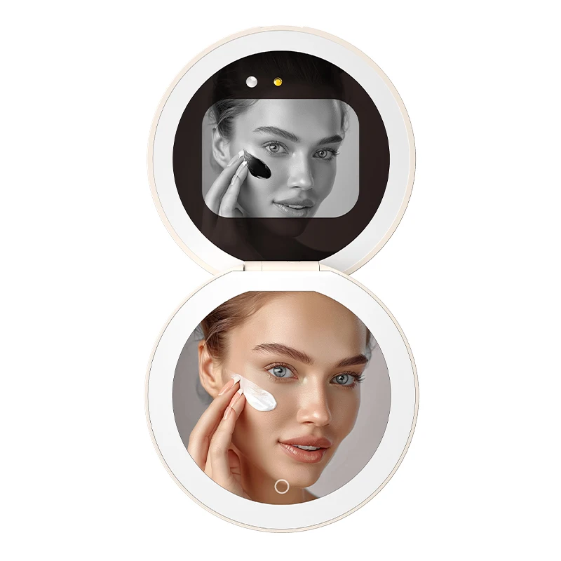 2024 New Arrival Smart LED Mirror Power Bank 2-in-1 Make-up Mirror for Outdoor Use
