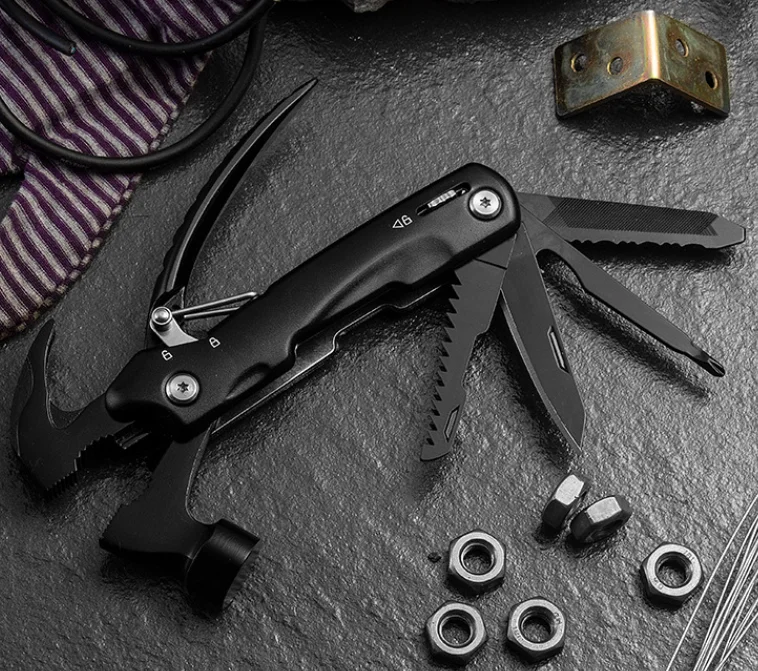 12-in-1 Outdoor Camping and Hiking Hammer Tool Portable Multi-Functional Steel Multitool DIY Grade OEM Customizable