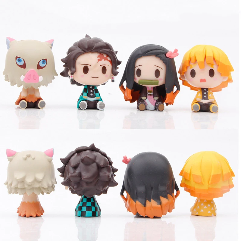 4 Piece/Set Kimetsu No Yaiba Anime Figure PVC Cute Mini Demon Slayer Action Toy Figures