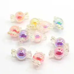 Acrylic Candy Flower Heart Star Beads Shiny AB Color For Jewelry Making Handmade Hair Ring Gifts KidToys Keychain
