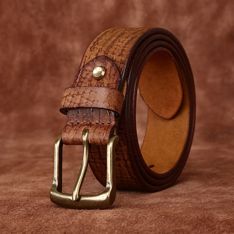 New vintage do old trend personality niche leather belt male leather needle buckle layer cowhide casual denim belt