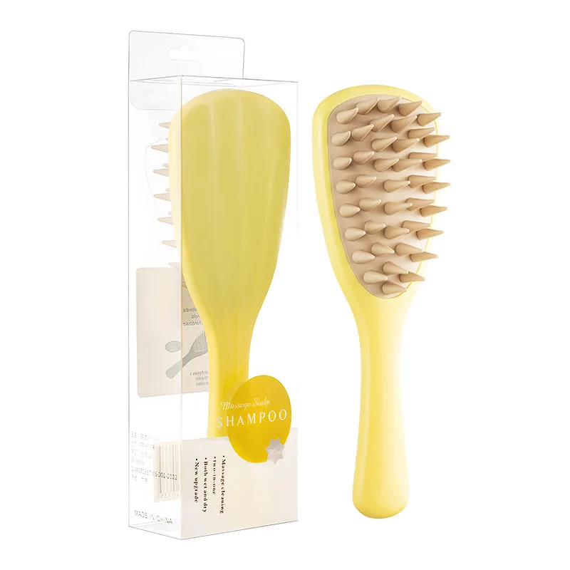 Ginkgo Biloba Silicone Long-handled Scalp Wet and Dry Dual Massage Shampoo for Women to Comb Hair