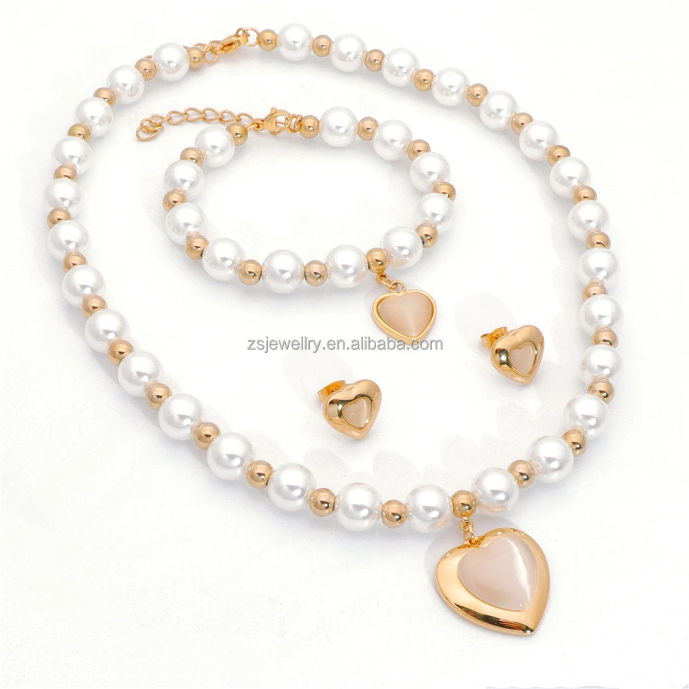 Stainless Steel Women Pearl Stone Brand Gold Plated 18K Custom Watch Zirconia Dubai Indian Jewelry Set