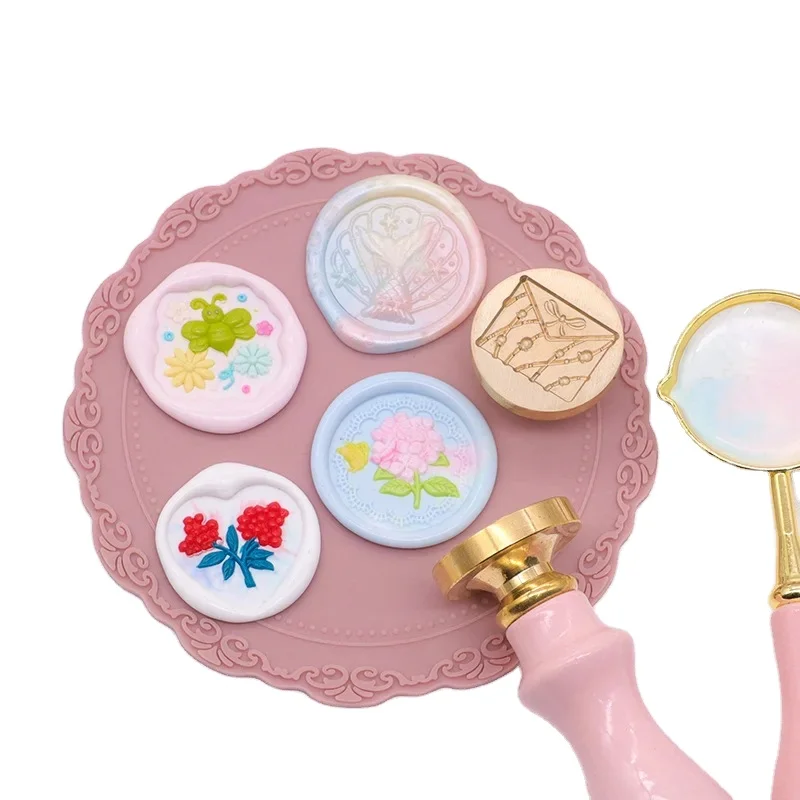 3D Shape Tree Leaves Custom Logo  Brass Head Wood Stamp