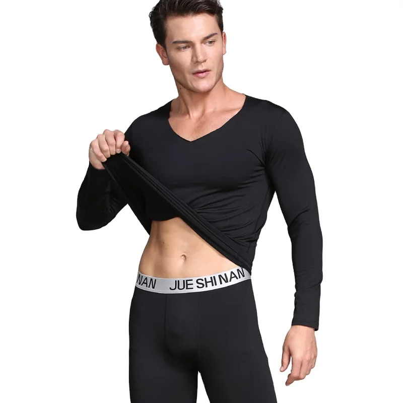 Classic Mens loungewear Set Solid Color Men Long Johns Suit Thermal Underwear For  Men