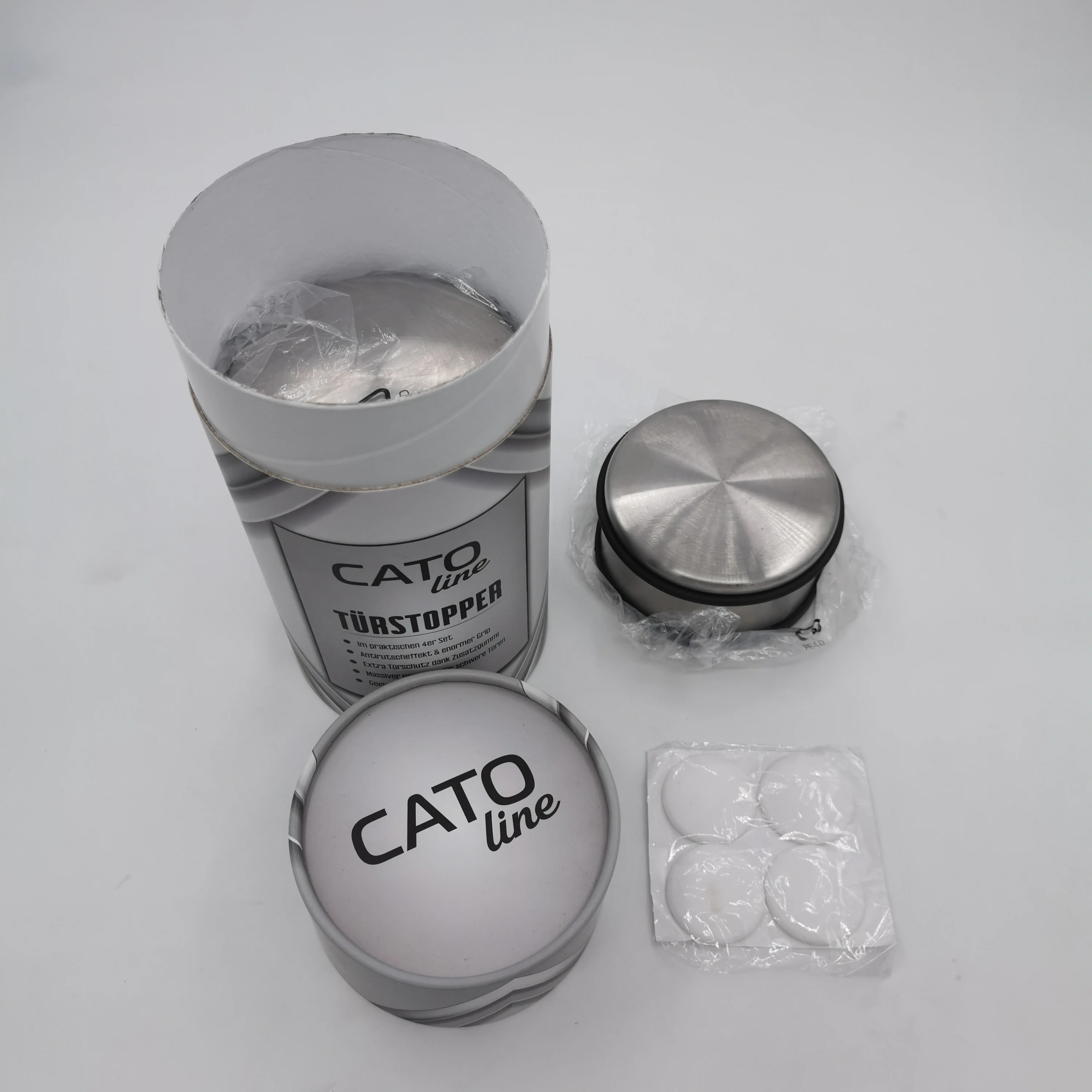 4-Piece Set Heavy Duty Stainless Steel Door Stopper  with bump & fluorescent ring & Gift cylinder bucket packing