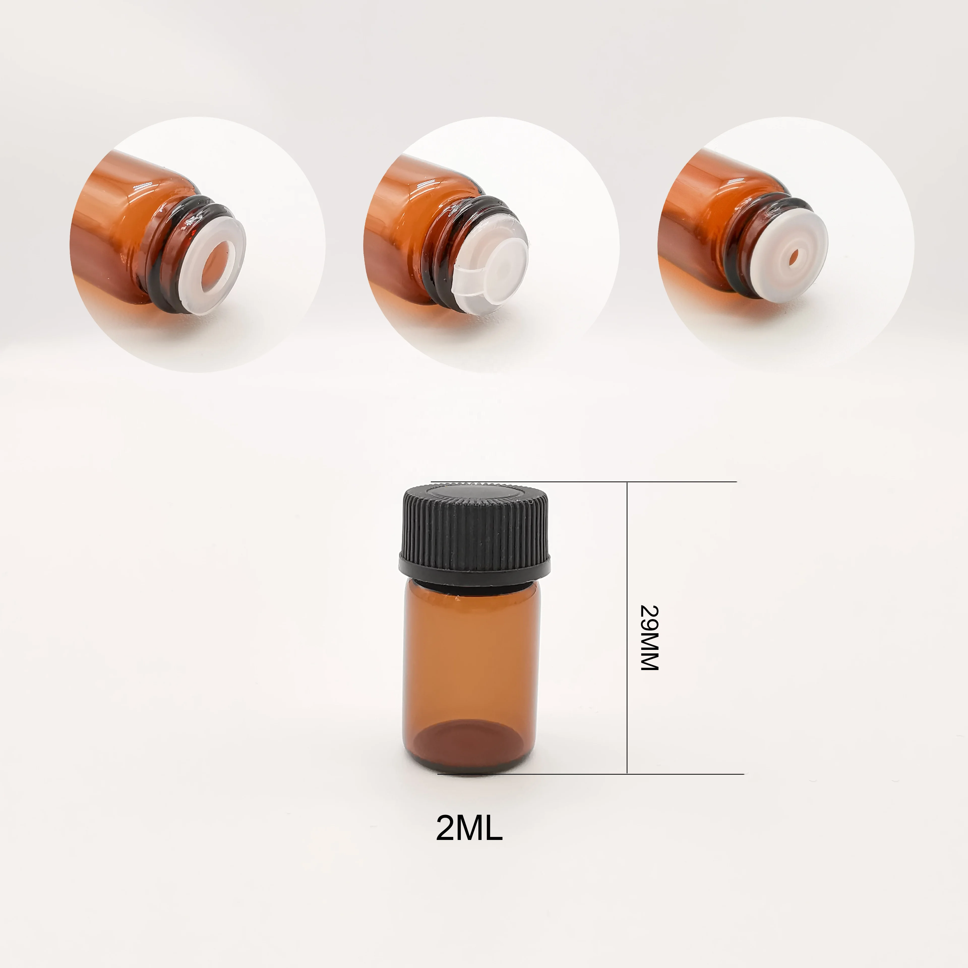 wholesale Essential Oil Glass Bottle 1ml 2ml 3ml 5ml 10ml Mini Sample Amber Glass Vial With Inner Plug And Screw Cap