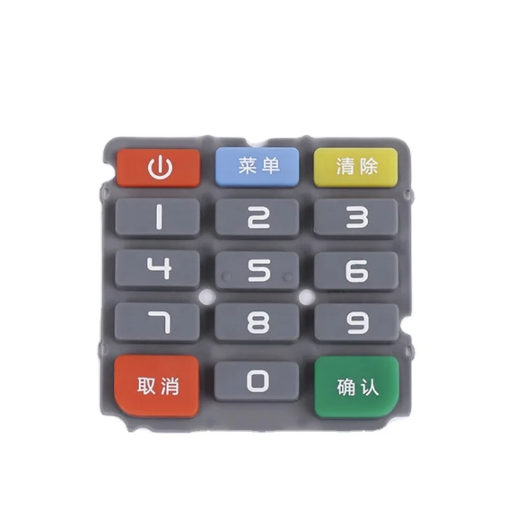 Kaixi OEM custom Silicone rubber keyboard keypad button with silk-printing PU oil carbon pill