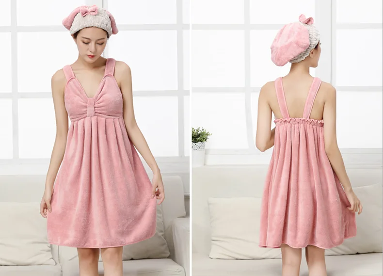 Sexy Magic Microfiber women Bath towel custom dress wearable bath towel robe for Beach Use towel