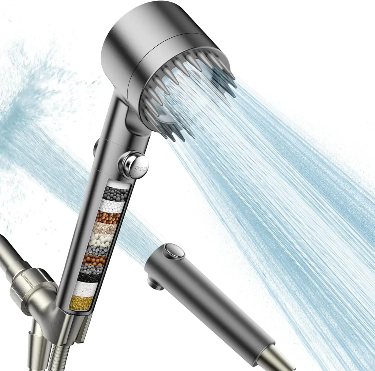 Filtered Shower Head with Handheld High Pressure Water Flow and Multiple Spray Modes with Wash with ON/OFF Switch for Pets Bath