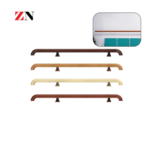 hospital wall mounted safety PVC and aluminium retainer wood grain hand rails