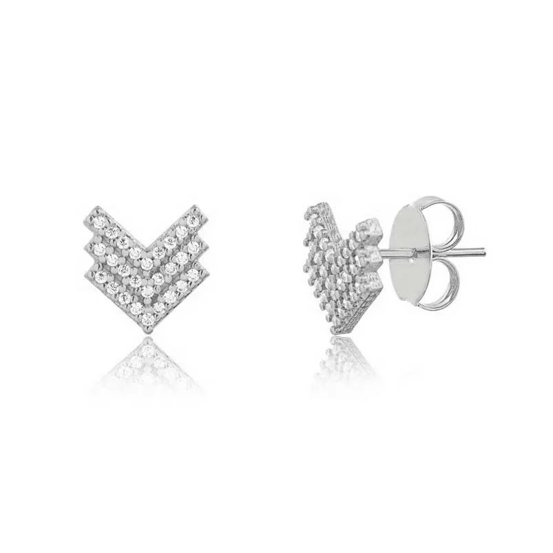Gemnel изящные ювелирные изделия 925 серебро 18K золото циркон паве маленькая стрела мини серьги-гвоздики