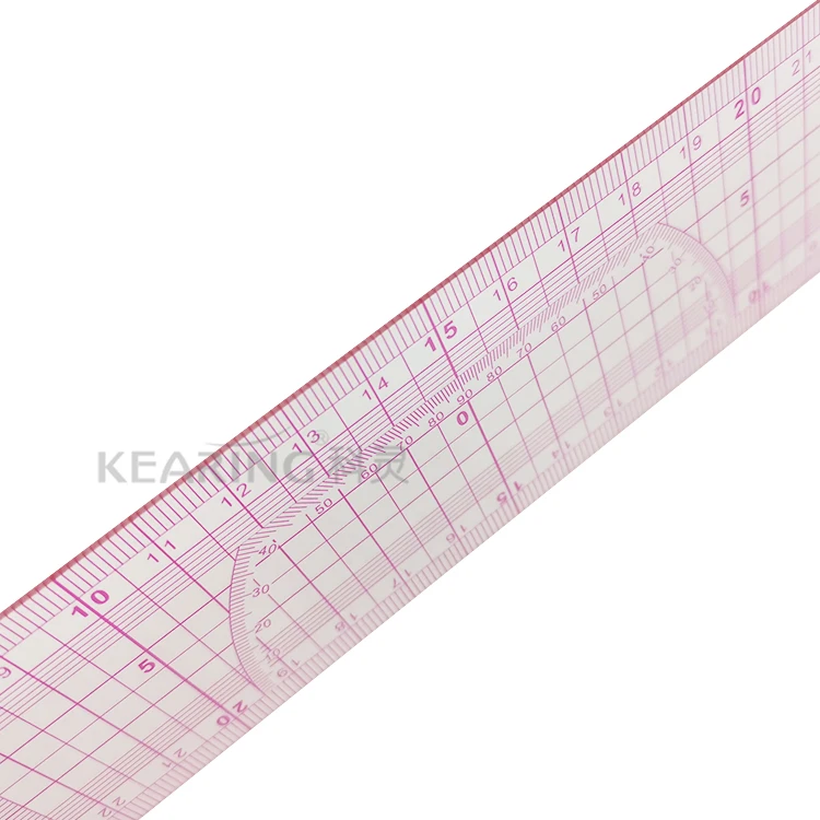 Kearing Flexible Transparent Plastic Pattern Grading Ruler 30cm with Grid Patterns in Metric Sandwich Printed for Sewing#8011