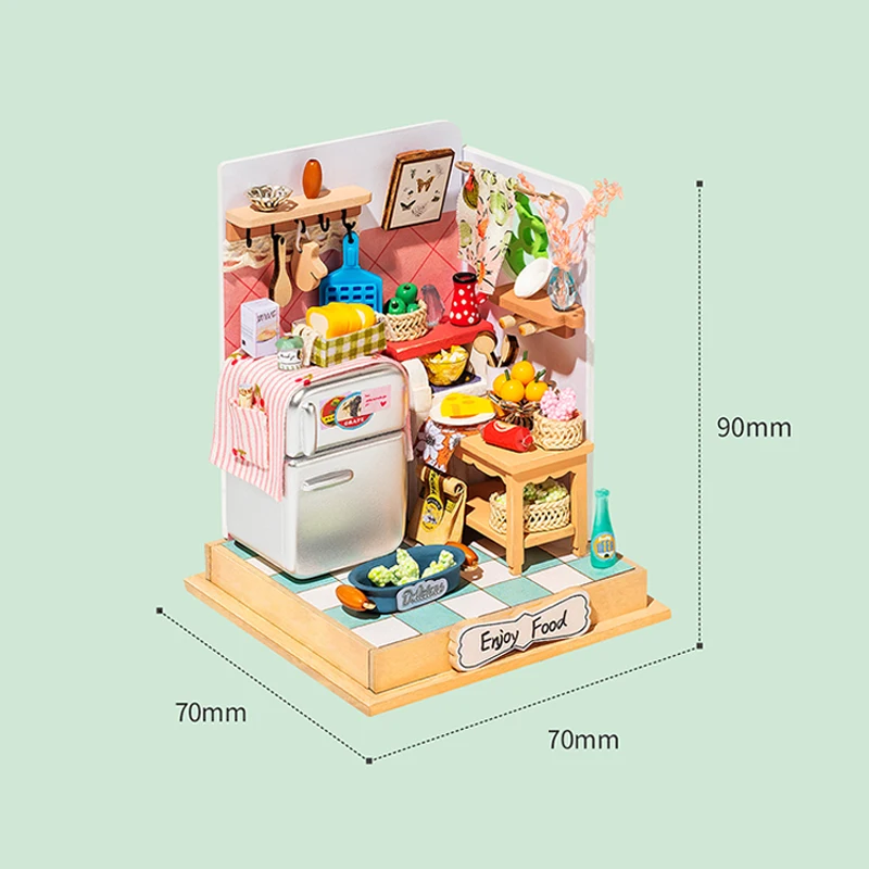 Robotime Rolife Contact Get 21% off DS015 Taste Life Handmade Assembled DIY Miniature Doll House 3D Wooden Puzzles