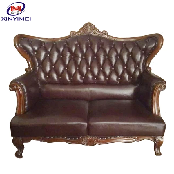 Fast Delivery Luxury Design Hand Carve Throne PU Leather Soft Set