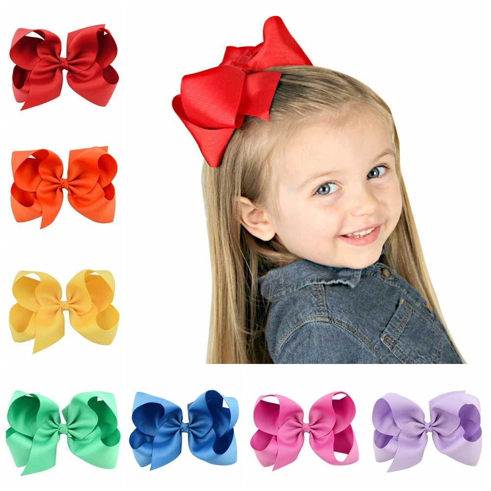 Toddler Hair Accessories 6 inch Children Hairbows Baby girl Hair Ribbons with clips