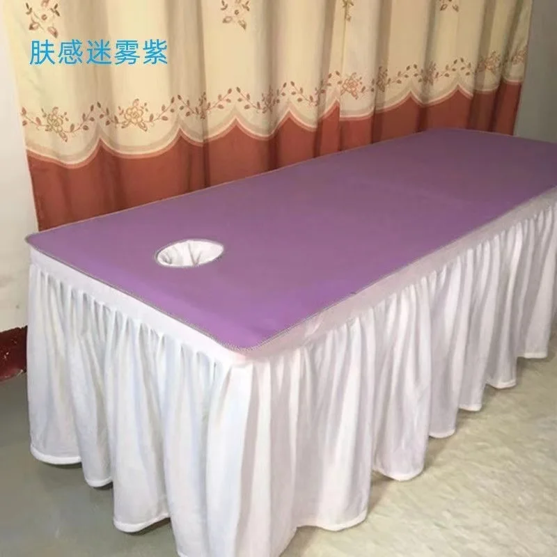 Soft  massage table bed sheet cover with hole massage fitted sheet waterproof and oil-proof, soft leather massage  sheets